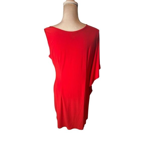 CLARA SUNWOO Dress Womens Size L Red One Shoulder Asymmetrical Ruffle Size Large - Picture 3 of 4